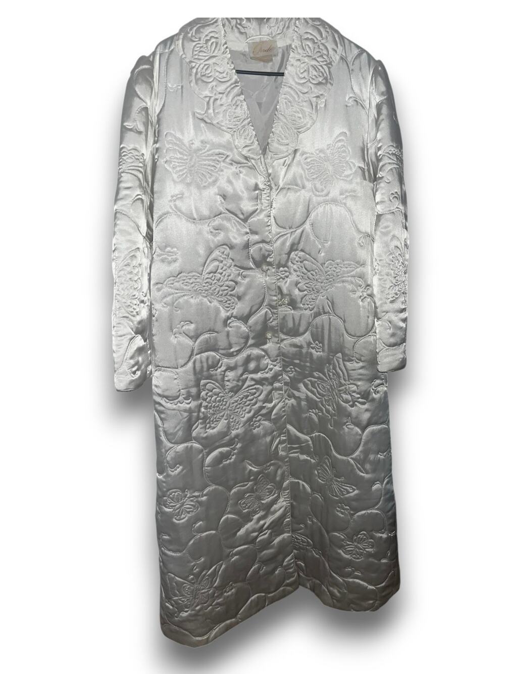 Vintage Onde Quilted Robe | White Satin | Size M \ Excellent condition